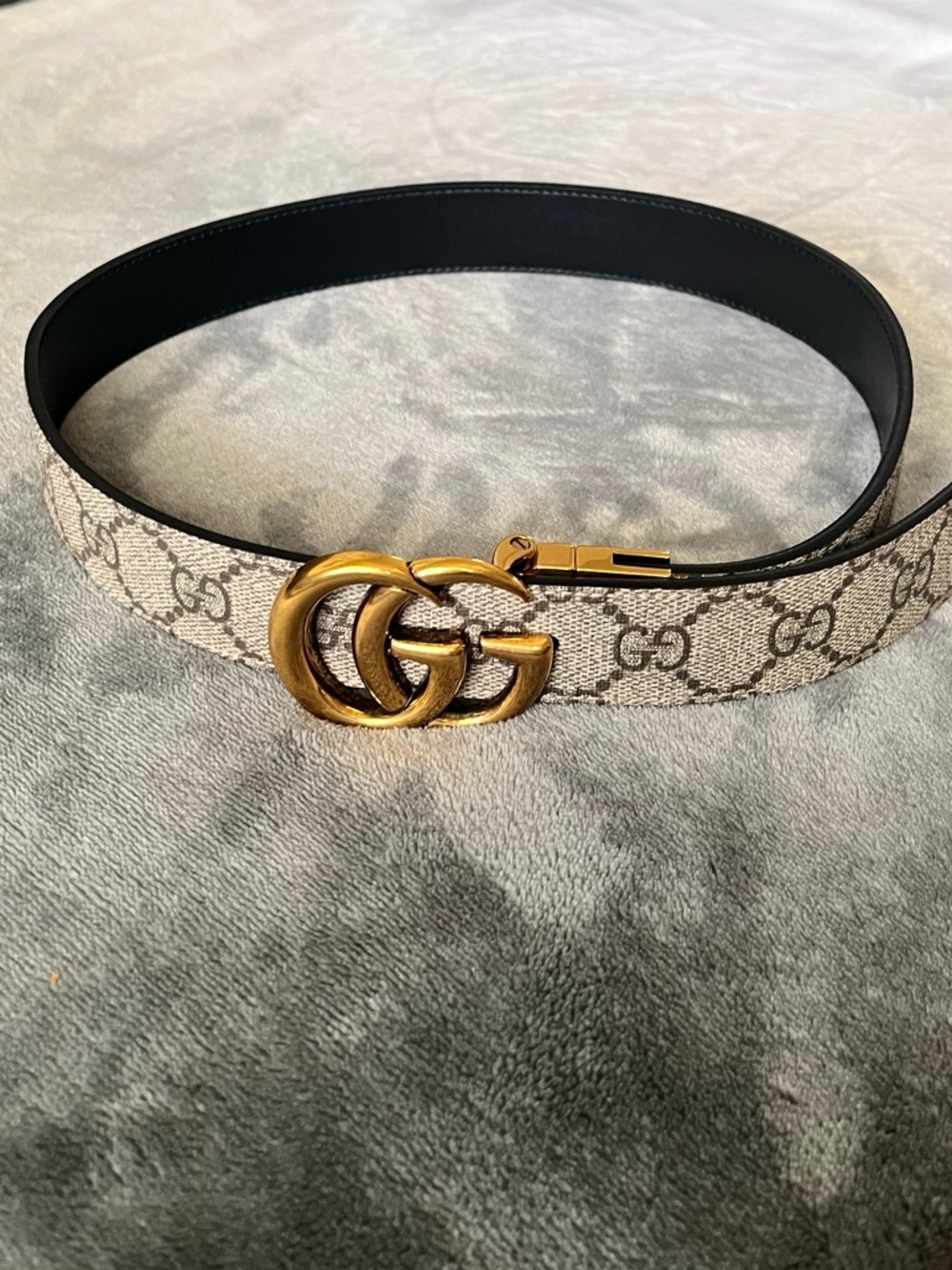Gucci Marmont Monogram Belt with Gold Double GG Buckle NWOT